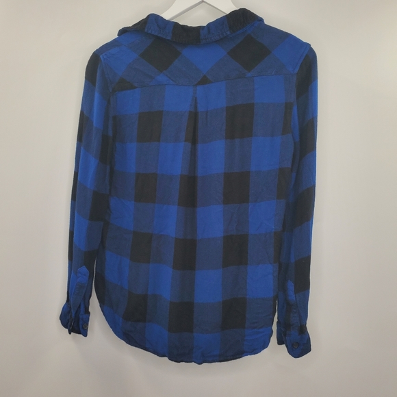 Anthropologie Beachlunchlounge Blue Flannel Button Up Shirt - Picture 3 of 6